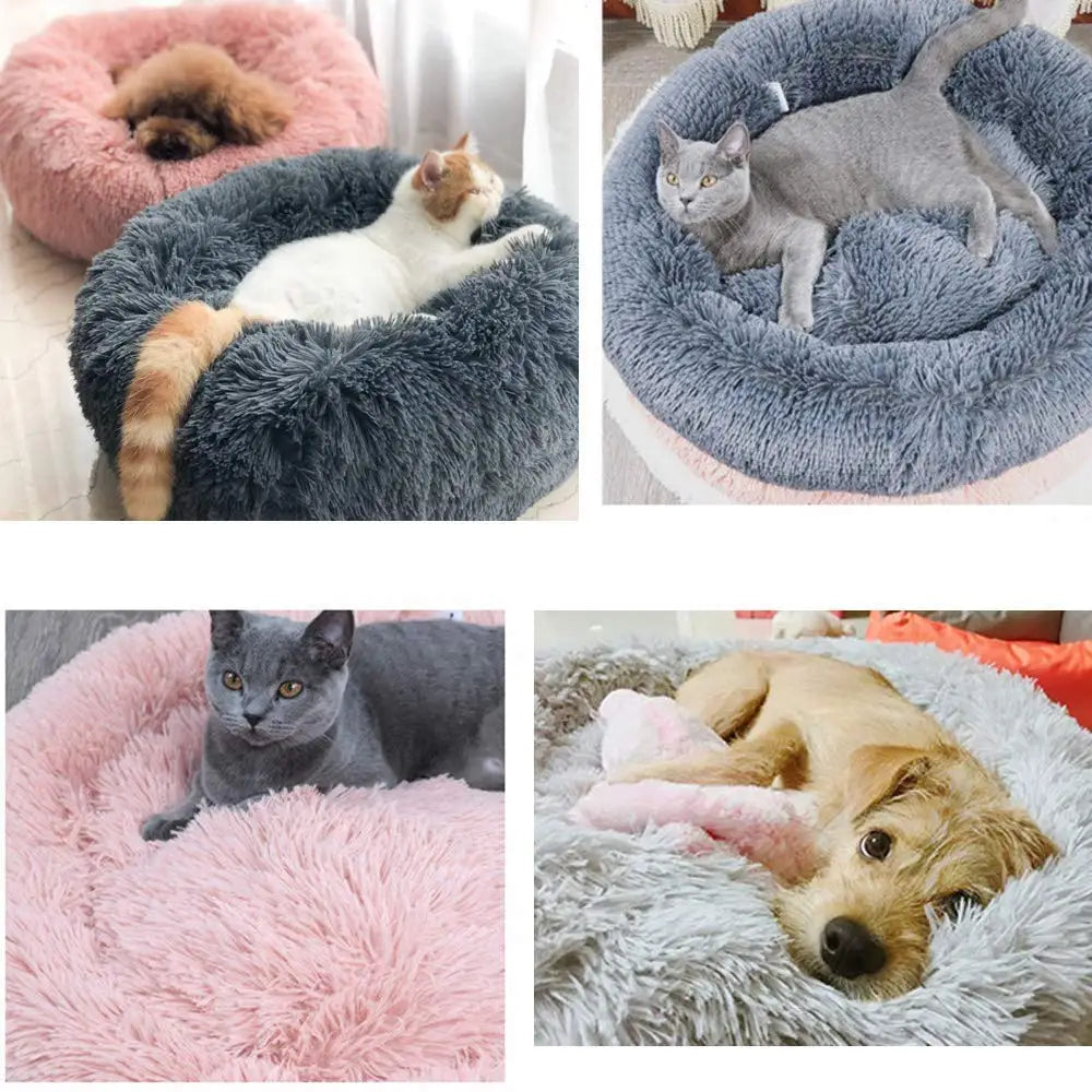 Kuschelnest für Hunde & Katzen – Flauschiges Rundbett (40–110 cm)