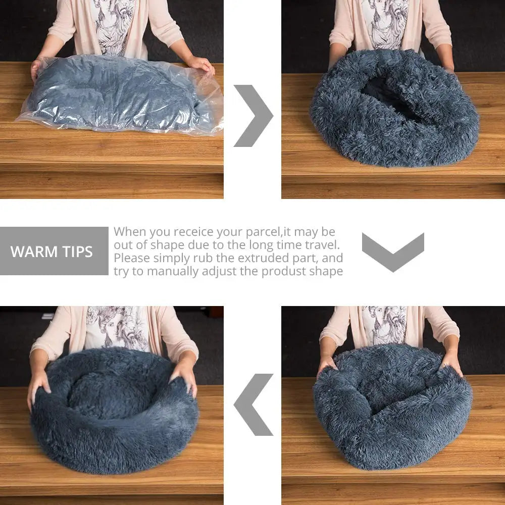 Kuschelnest für Hunde & Katzen – Flauschiges Rundbett (40–110 cm)