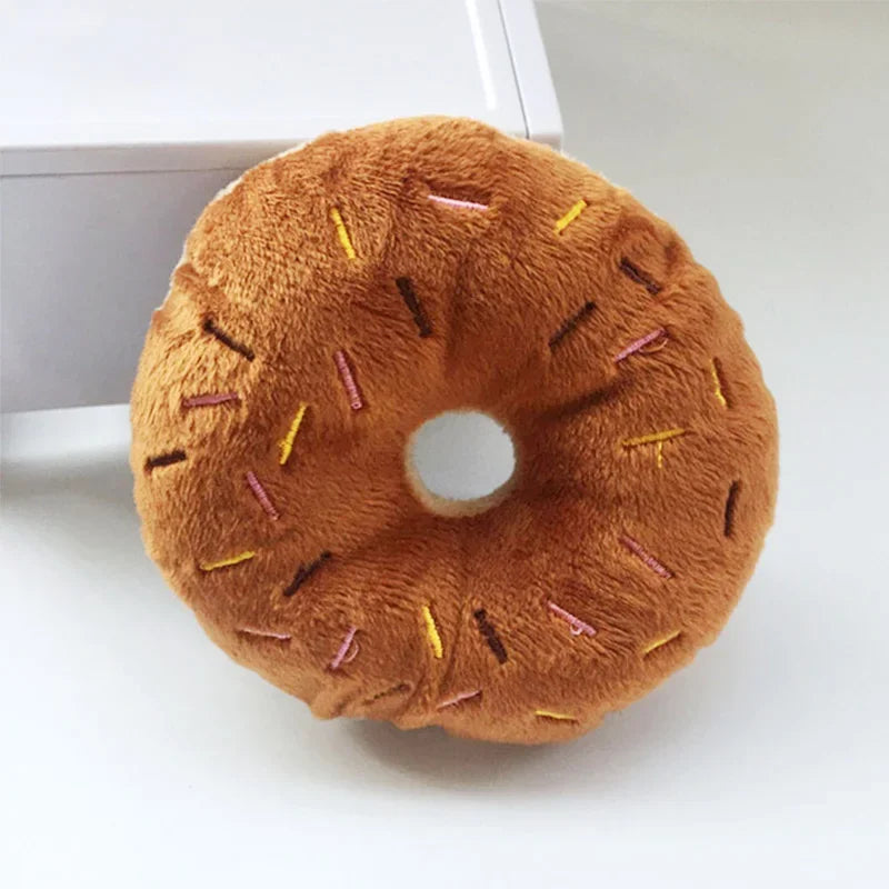 Quietschender Donut-Plüsch für Hunde – Kauspielzeug für kleine & mittelgroße Hunde
