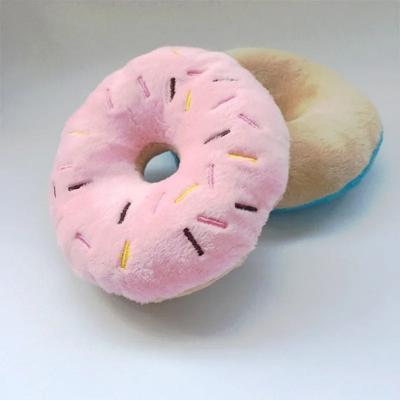 Quietschender Donut-Plüsch für Hunde – Kauspielzeug für kleine & mittelgroße Hunde