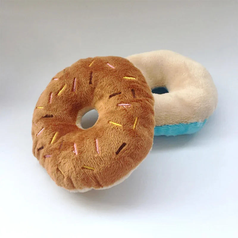 Quietschender Donut-Plüsch für Hunde – Kauspielzeug für kleine & mittelgroße Hunde