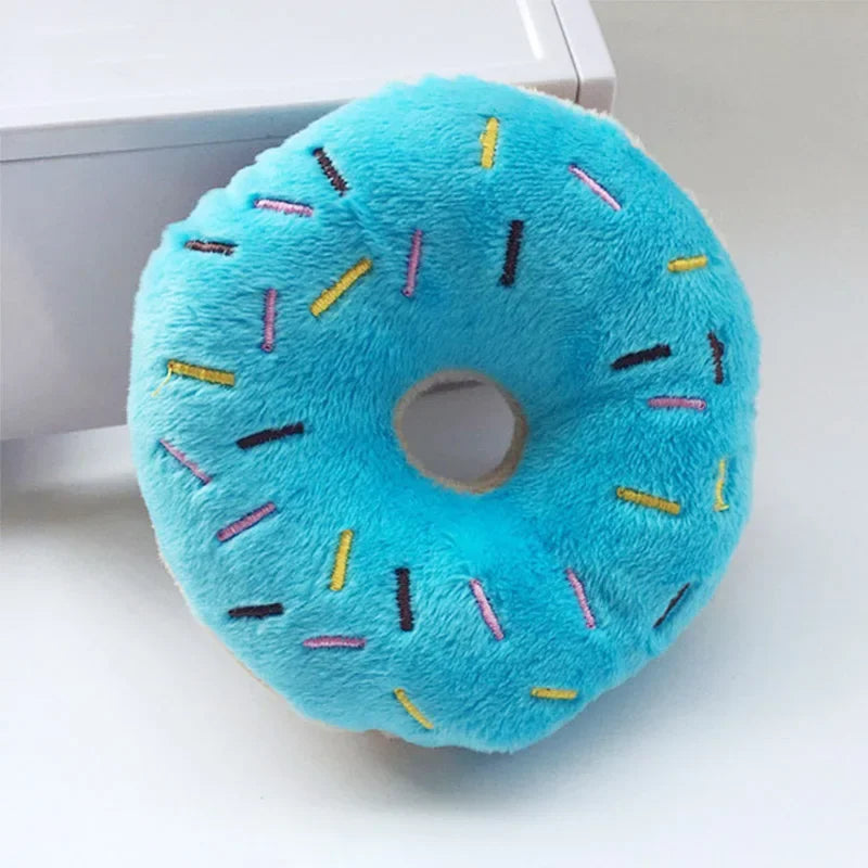 Quietschender Donut-Plüsch für Hunde – Kauspielzeug für kleine & mittelgroße Hunde