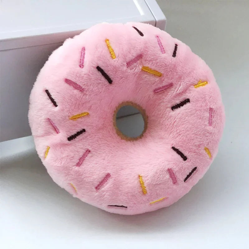 Quietschender Donut-Plüsch für Hunde – Kauspielzeug für kleine & mittelgroße Hunde