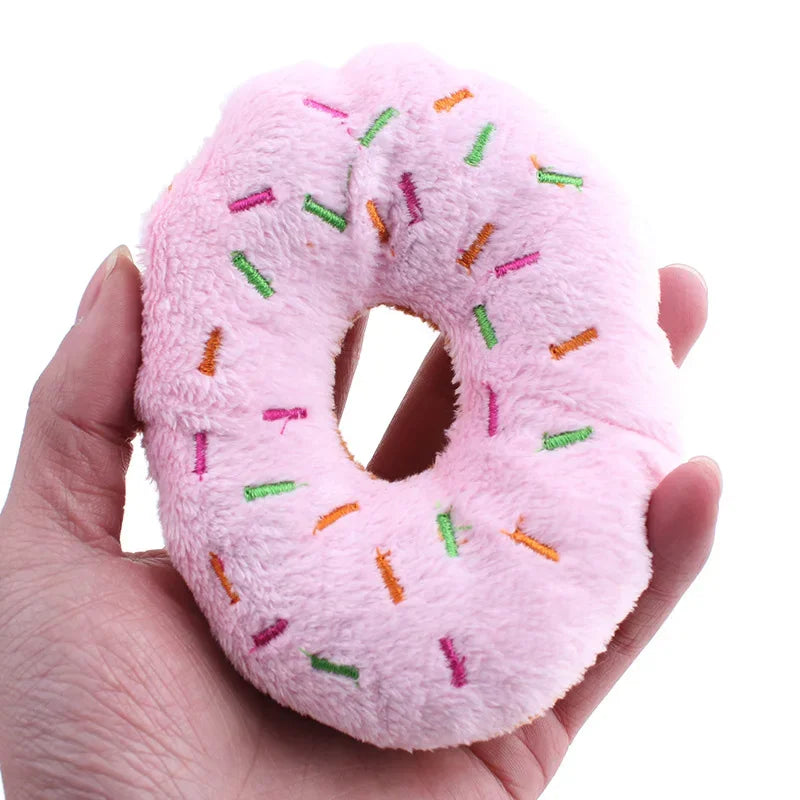 Quietschender Donut-Plüsch für Hunde – Kauspielzeug für kleine & mittelgroße Hunde