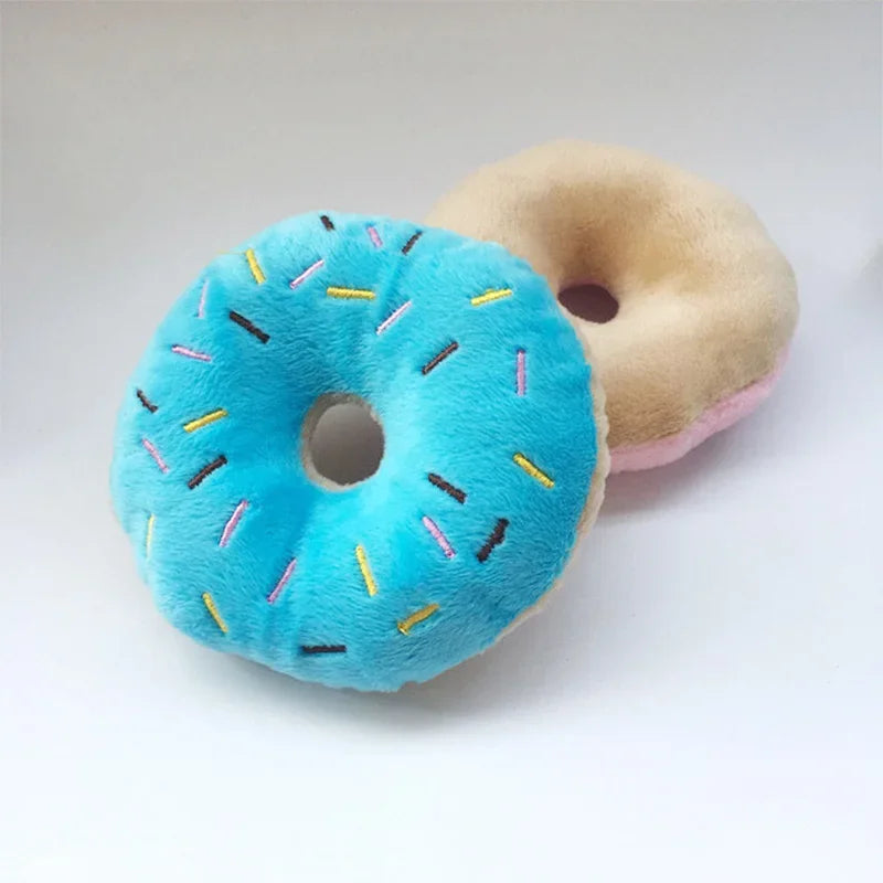 Quietschender Donut-Plüsch für Hunde – Kauspielzeug für kleine & mittelgroße Hunde