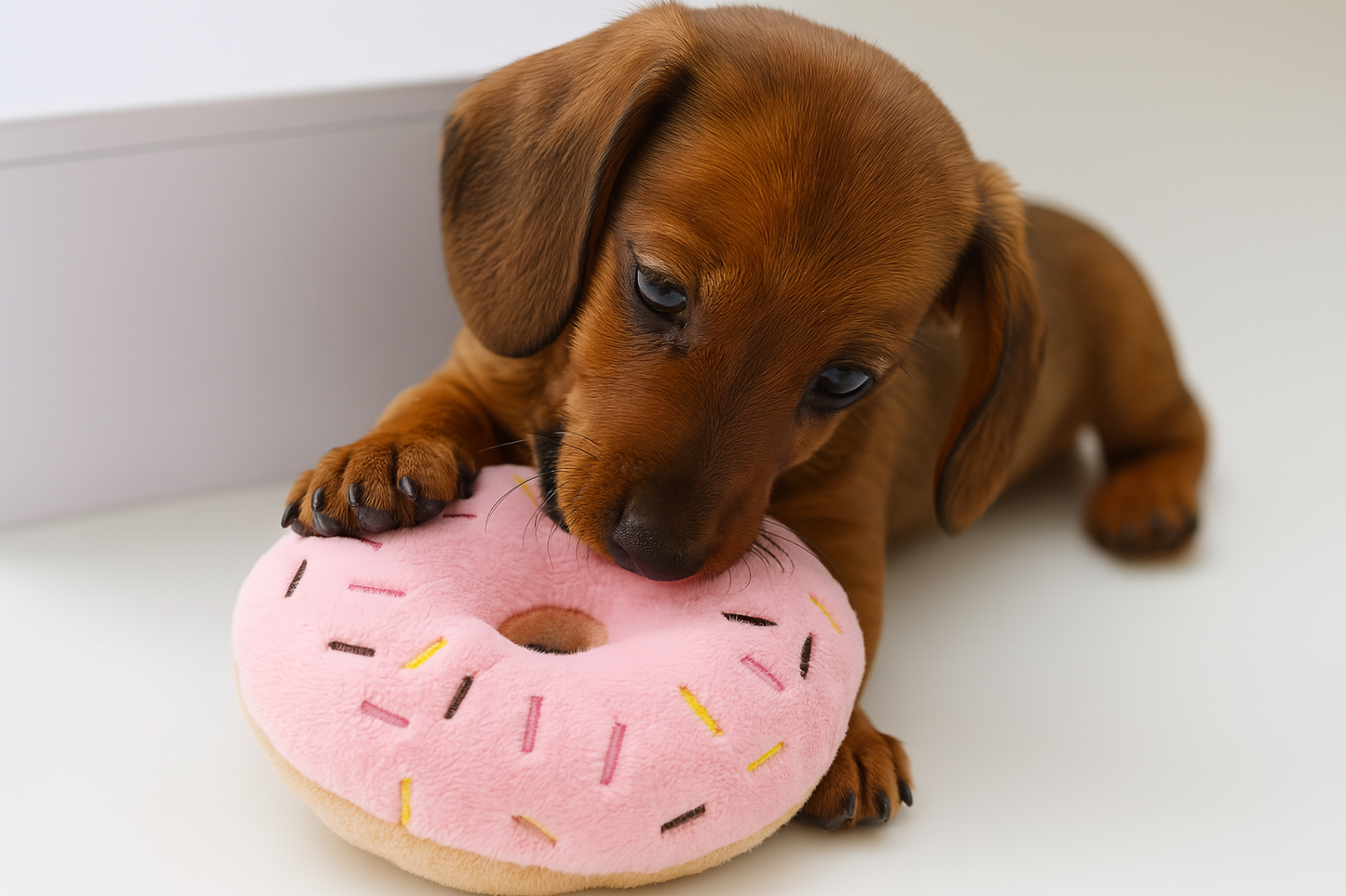 Quietschender Donut-Plüsch für Hunde – Kauspielzeug für kleine & mittelgroße Hunde