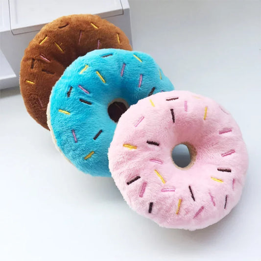 Quietschender Donut-Plüsch für Hunde – Kauspielzeug für kleine & mittelgroße Hunde