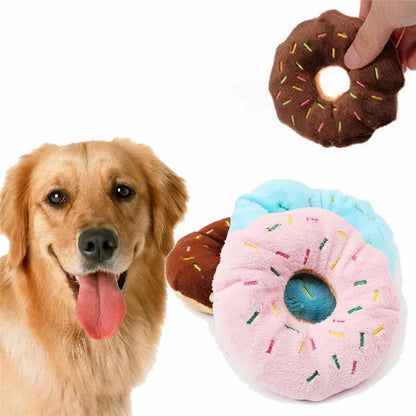 Quietschender Donut-Plüsch für Hunde – Kauspielzeug für kleine & mittelgroße Hunde