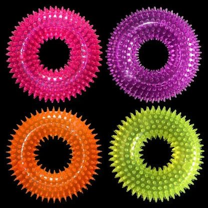 Spiky Dental Kau-Ring für Hunde – 10 cm Ø, robustes TPR-Gummi